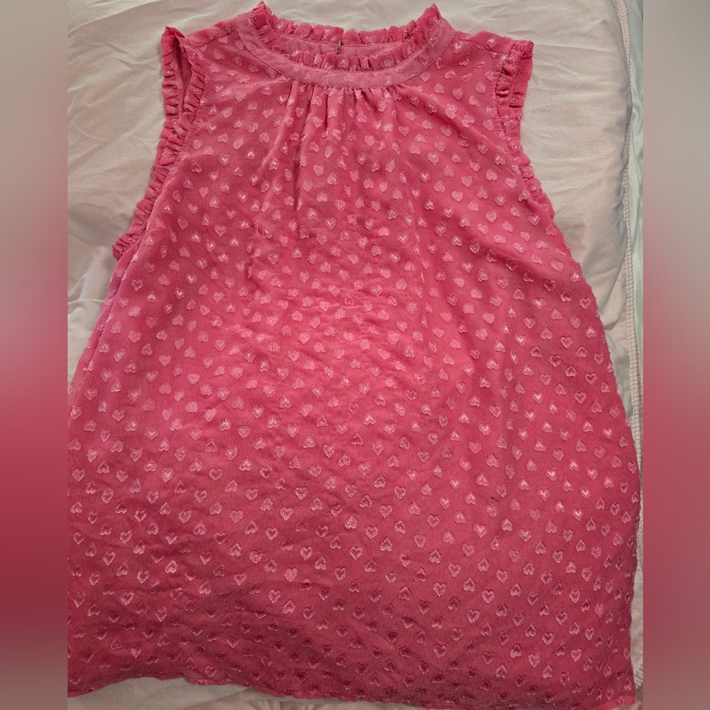 Pink Layered tank with hearts
